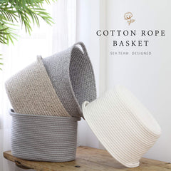 Close-up view of Sea Team cotton rope texture in gray.