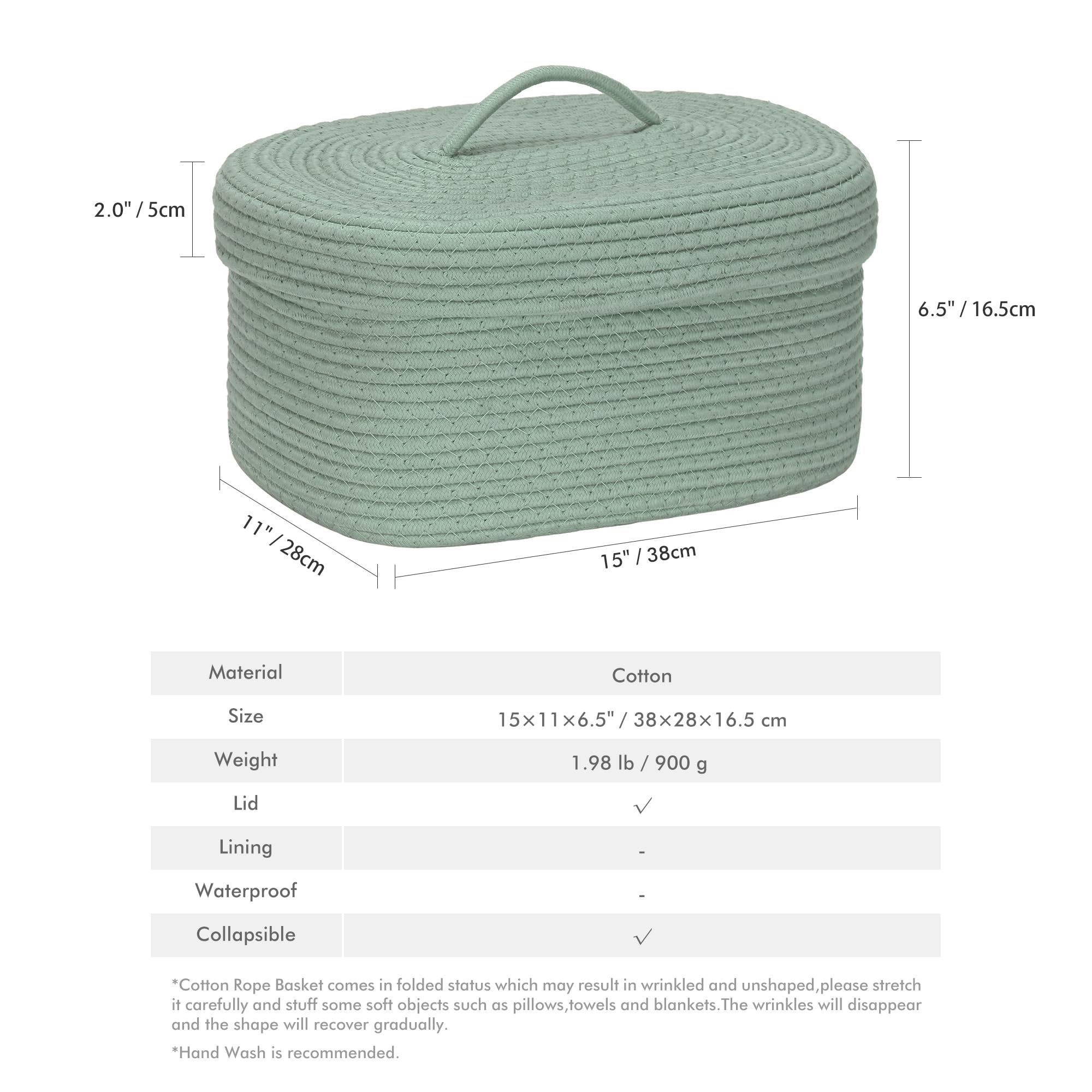 Sea Team foldable cotton rope basket stored flat when not in use