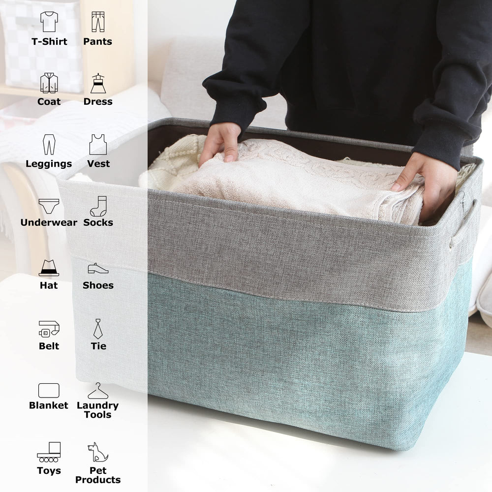 Sea Team baskets feature handles and collapsible design for space-saving storage.