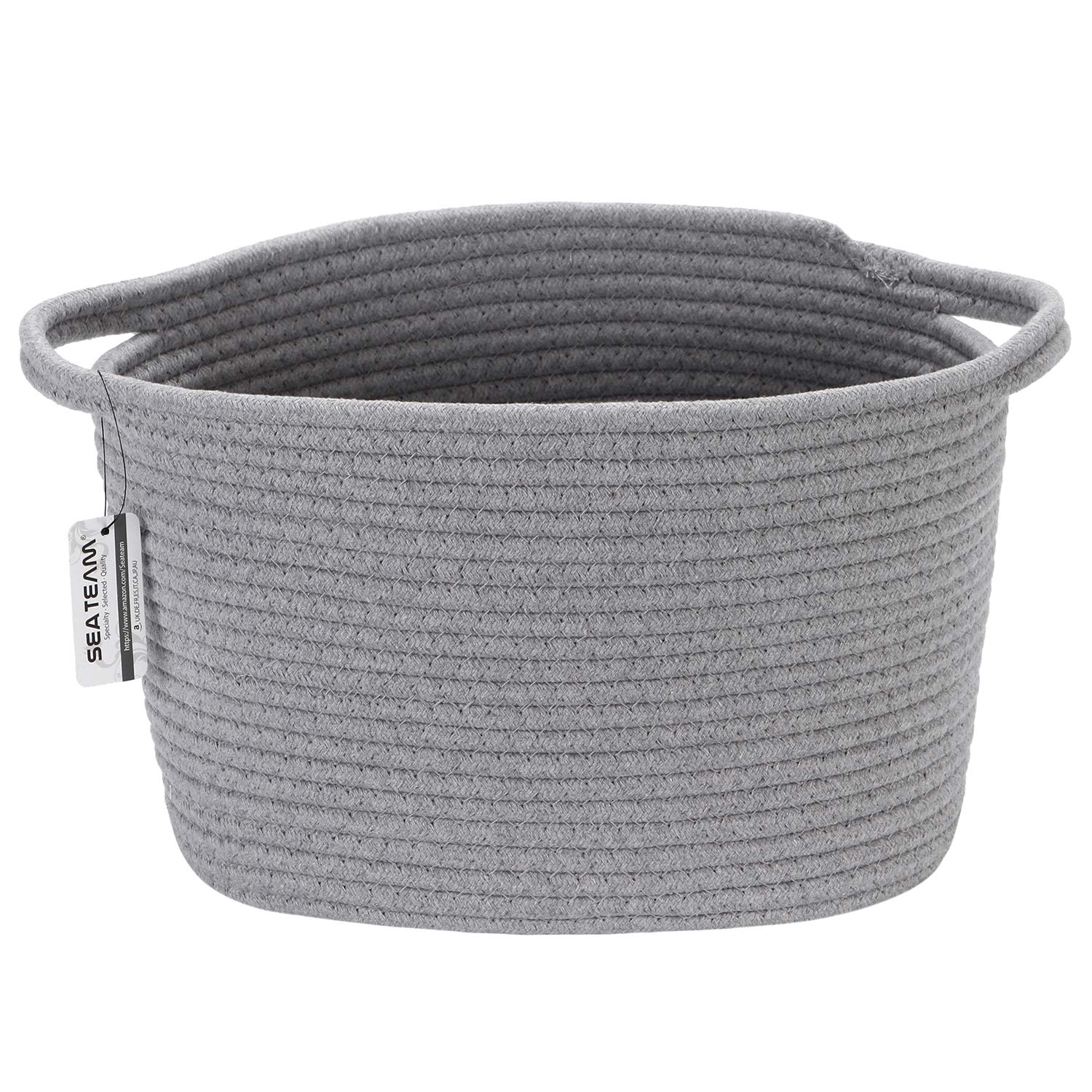 Sea Team oval storage basket gray with handles for easy transport and nursery organization.