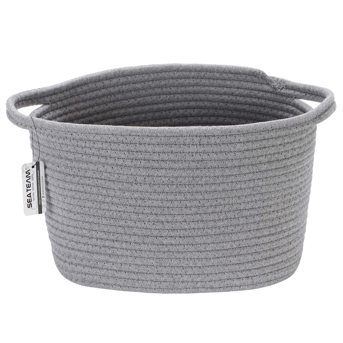 Sea Team oval storage basket gray with handles for easy transport and nursery organization.