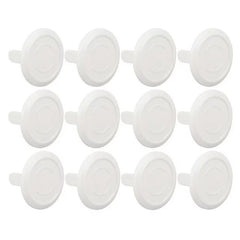 Seadiquiet 12-pack clear outlet covers ready for childproofing outlets.