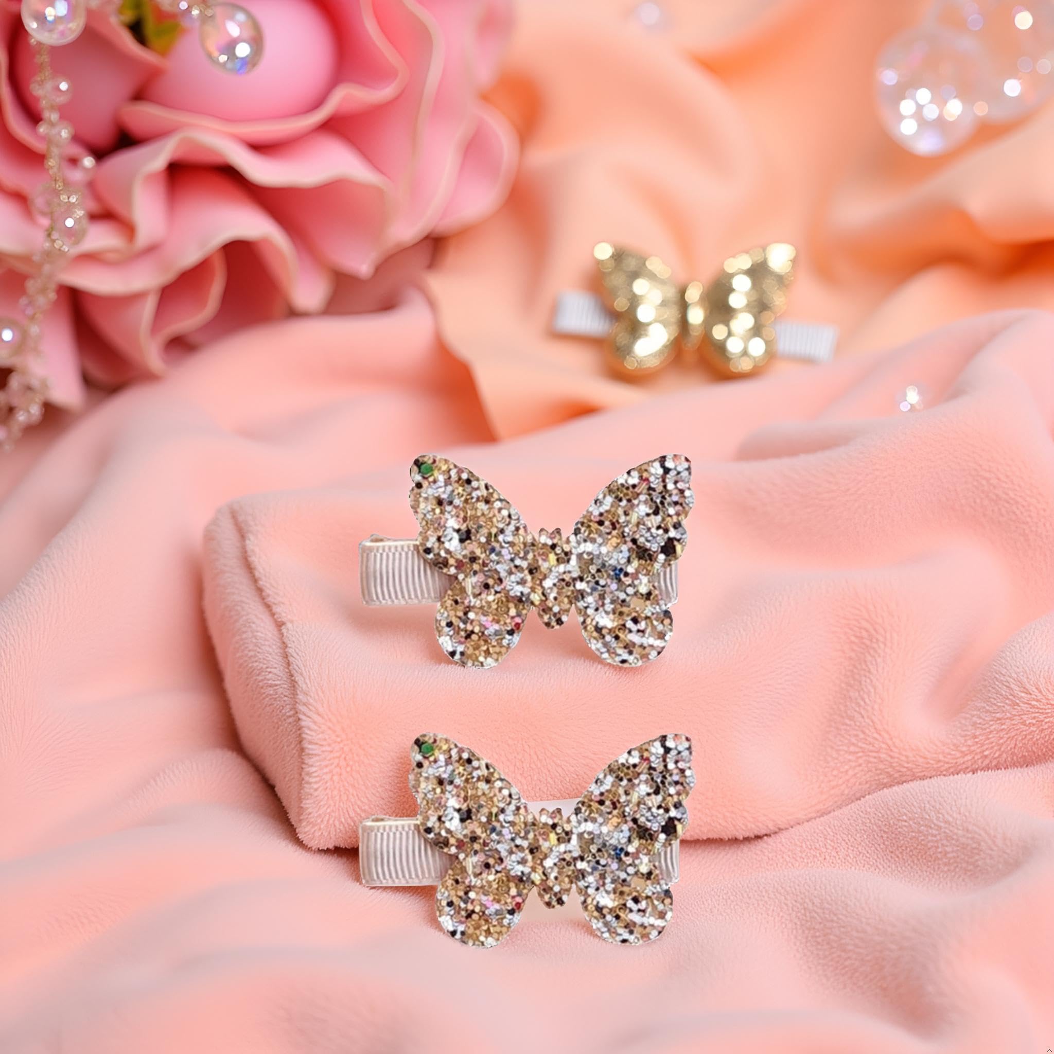 Seadiquiet gold butterfly bow clip suits school-age girls for events.