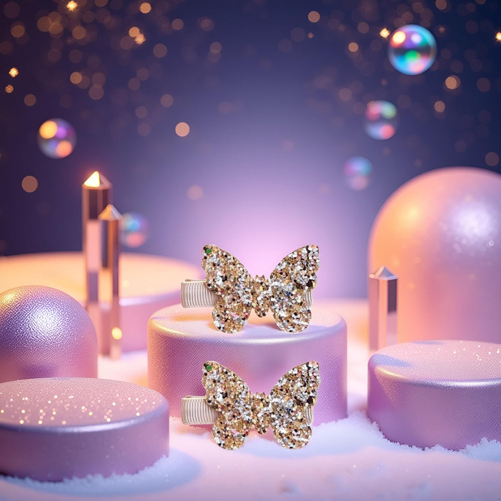 Seadiquiet gold bow clip set includes two versatile pieces.
