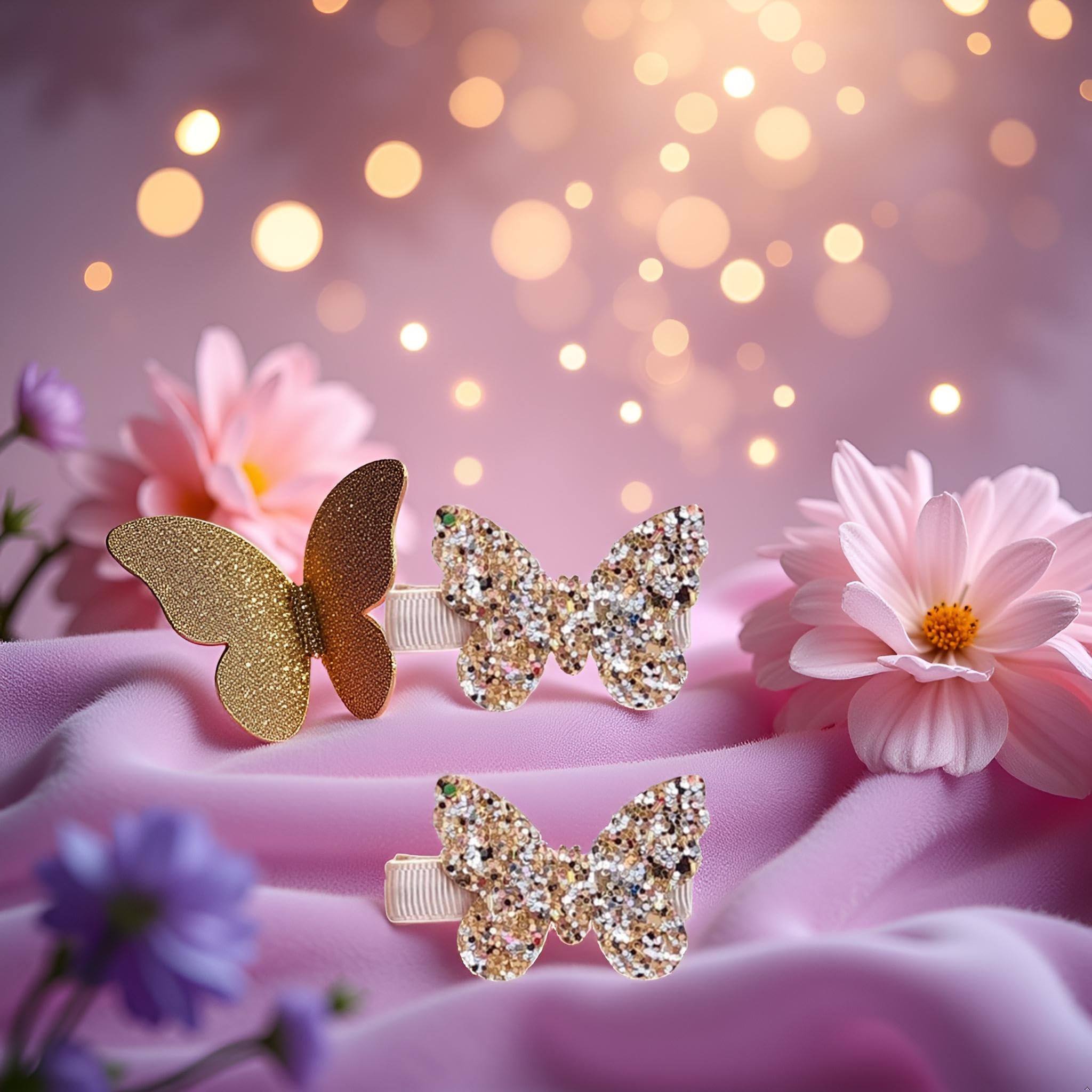 Seadiquiet gold butterfly bow clips elevate simple hairstyles.