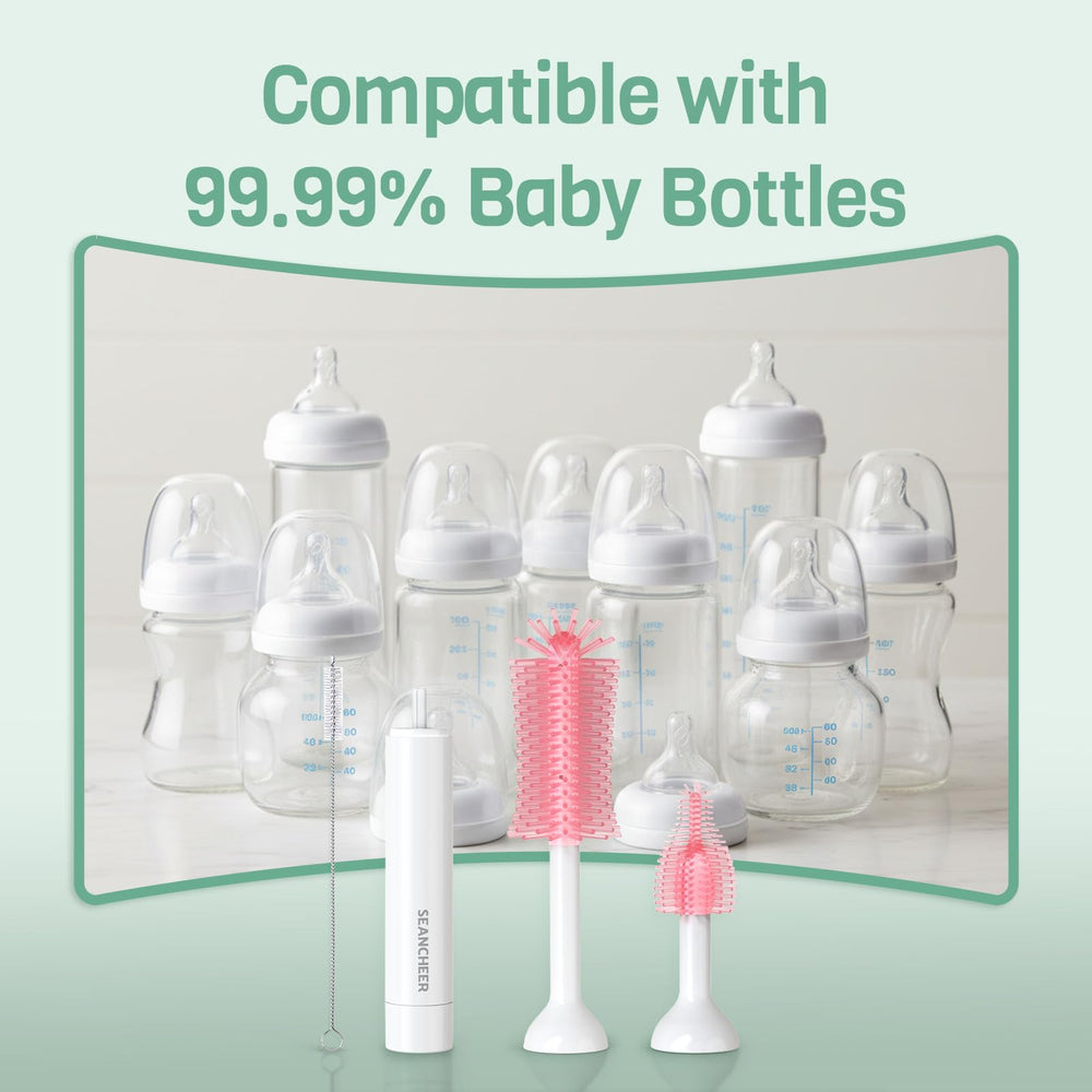 SEANCHEER S02 pink bottle head reaches bottle corners with ease
