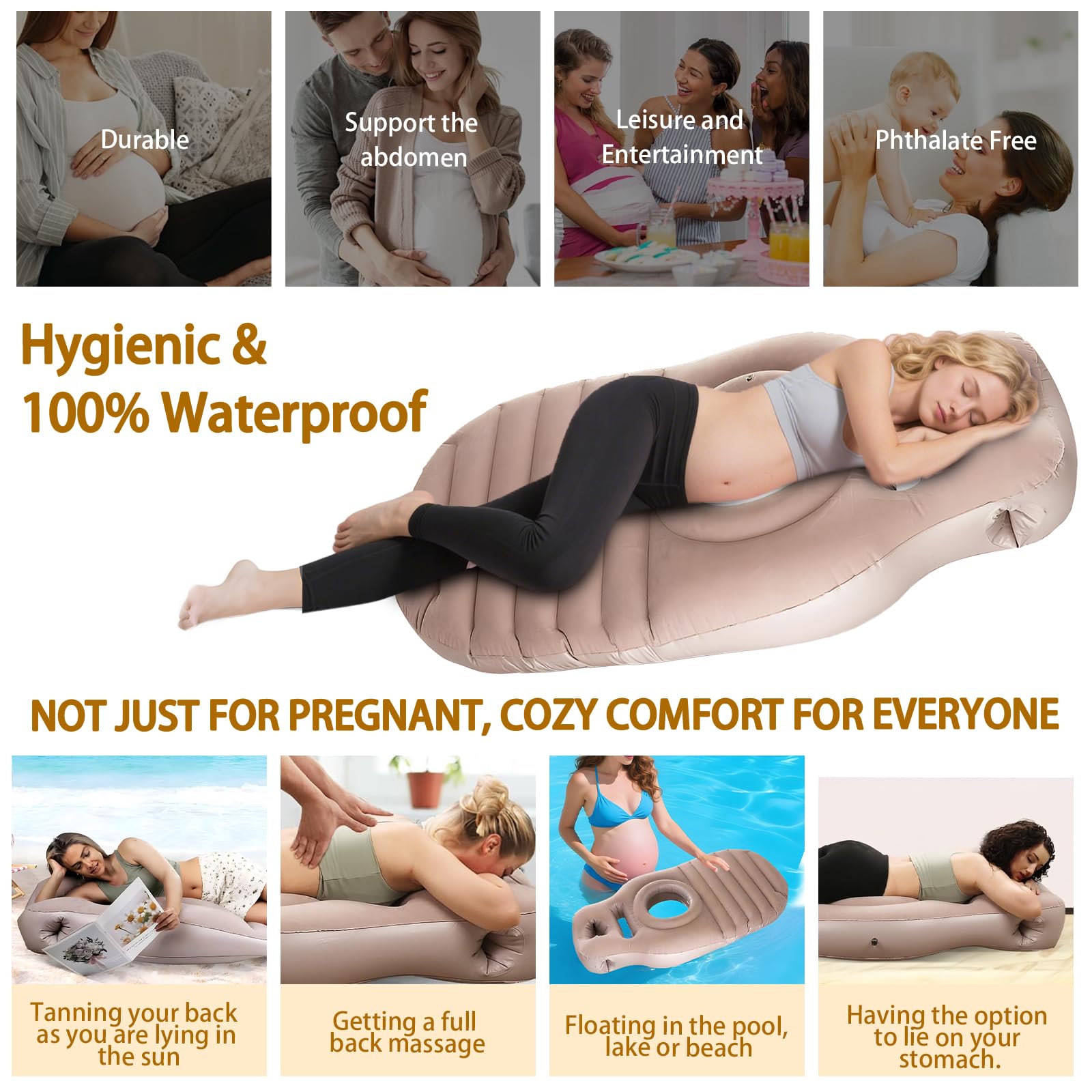 SEARART ergonomic leg support aids breathing and relaxation during pregnancy.