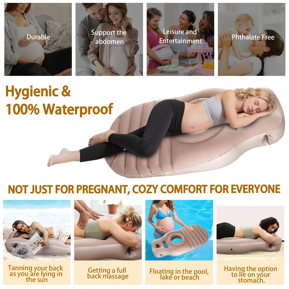 SEARART ergonomic leg support aids breathing and relaxation during pregnancy.