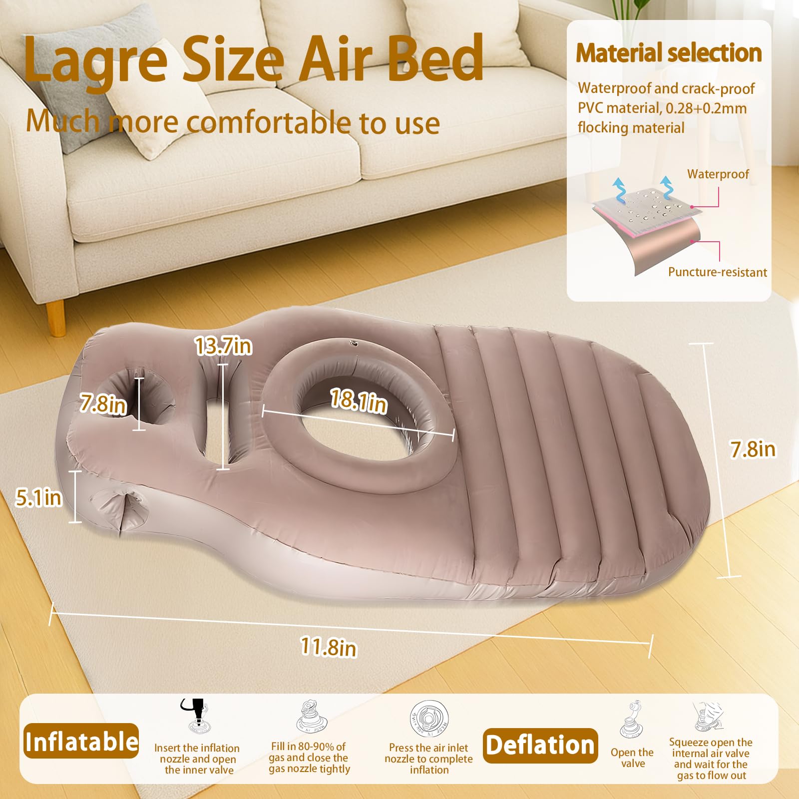 SEARART inflatable pregnancy pillow compact deflate and storage for easy portability.
