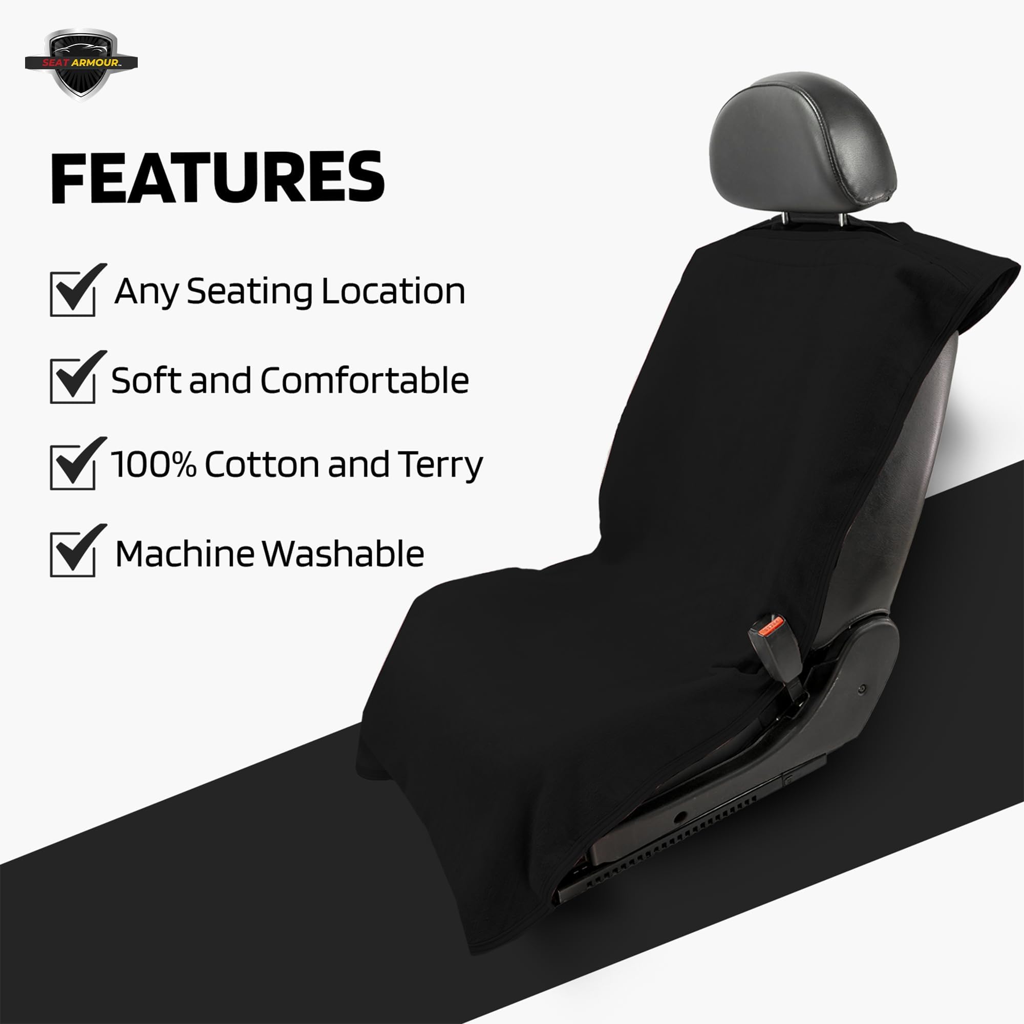 Seat Armour durable soft material protects seats during daily use.