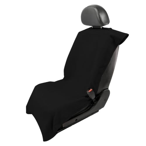 Seat Armour headrest slip-on demonstrates quick strap-free installation.