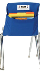 Seat Sack blue chair pocket front view for easy notebook storage.