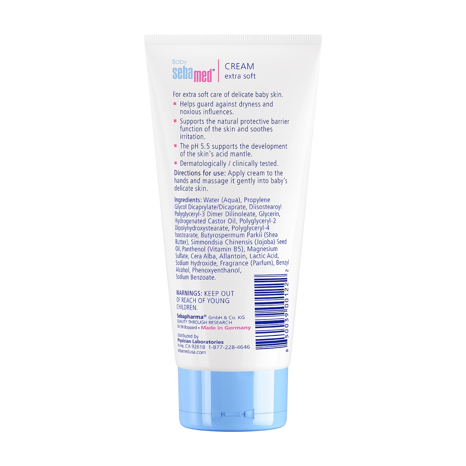 Sebamed Baby Cream Extra Soft jar close-up showing smooth texture for delicate skin