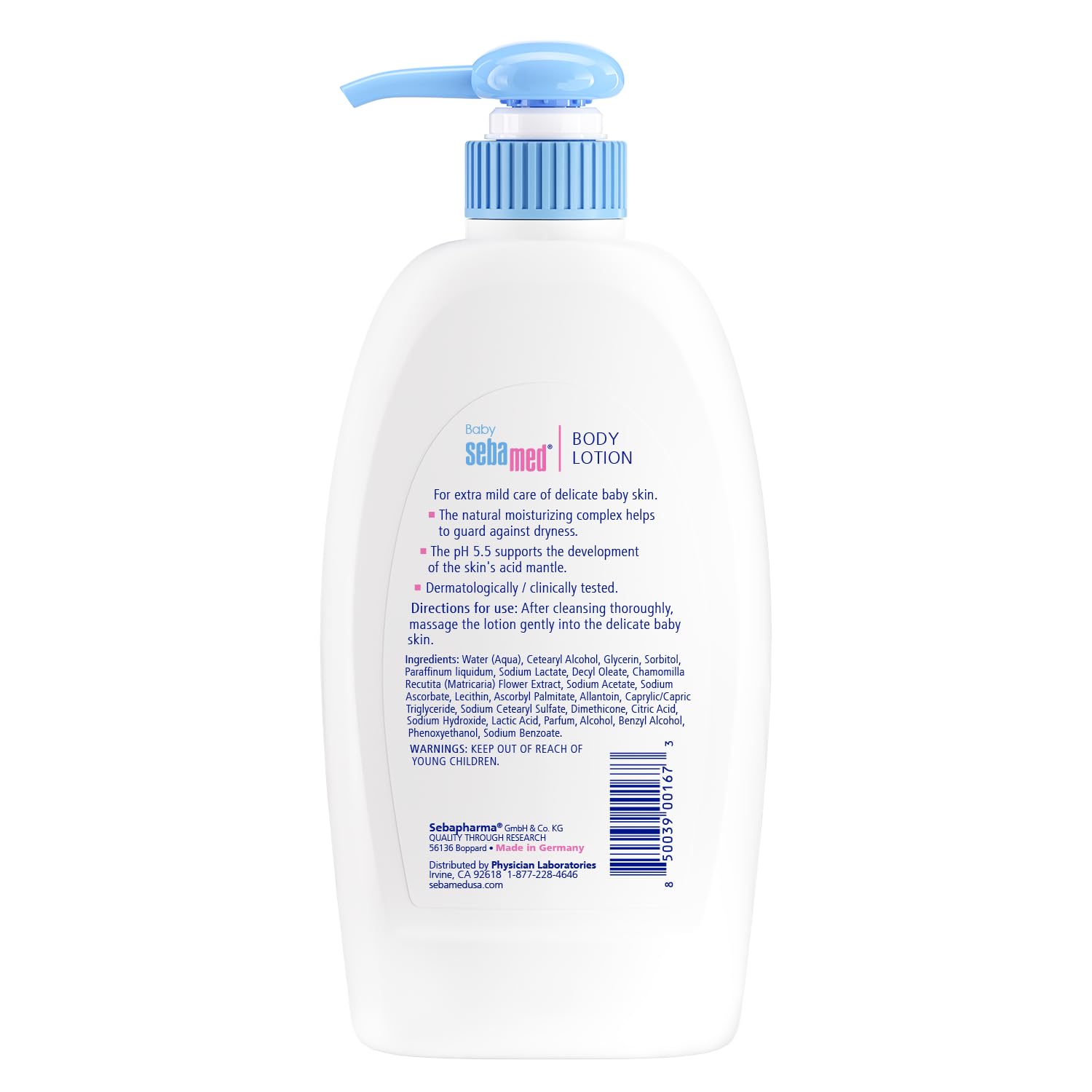 SEBAMED Baby Lotion texture closeup reveals a light, fast-absorbing cream.
