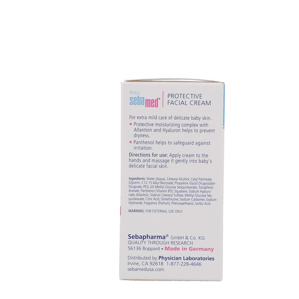 Applying Sebamed Baby Protective Cream to a baby's cheek for soothing care
