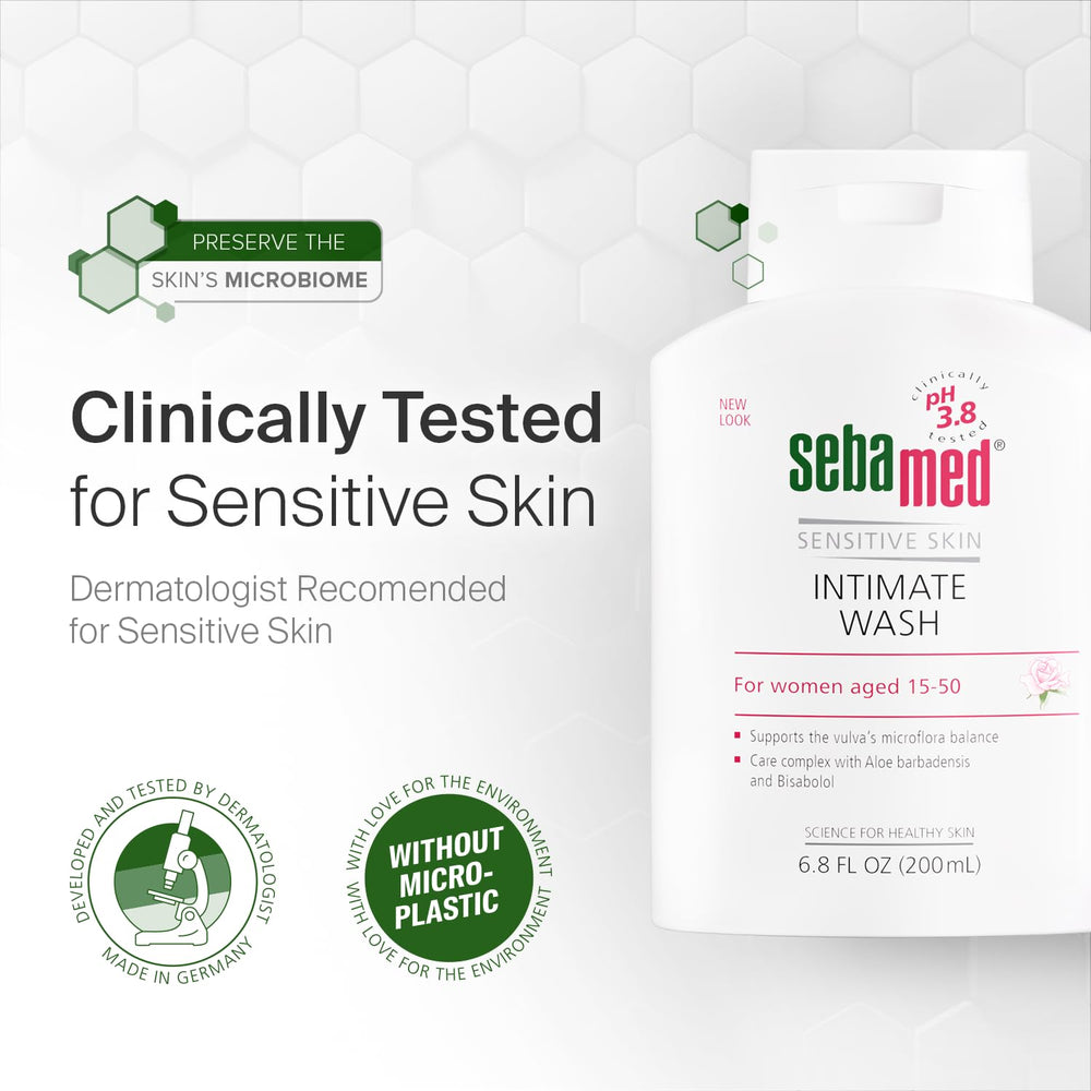 Daily-use setup with SEBAMED Feminine Wash in a routine