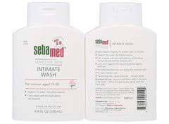 Close-up of SEBAMED Feminine Wash label showing pH 3.8 balance