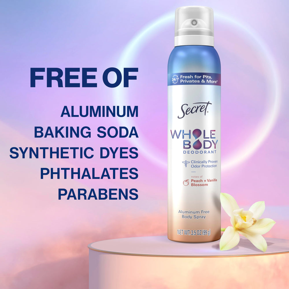 Secret peach-vanilla bottle in gym bag for on-the-go aroma