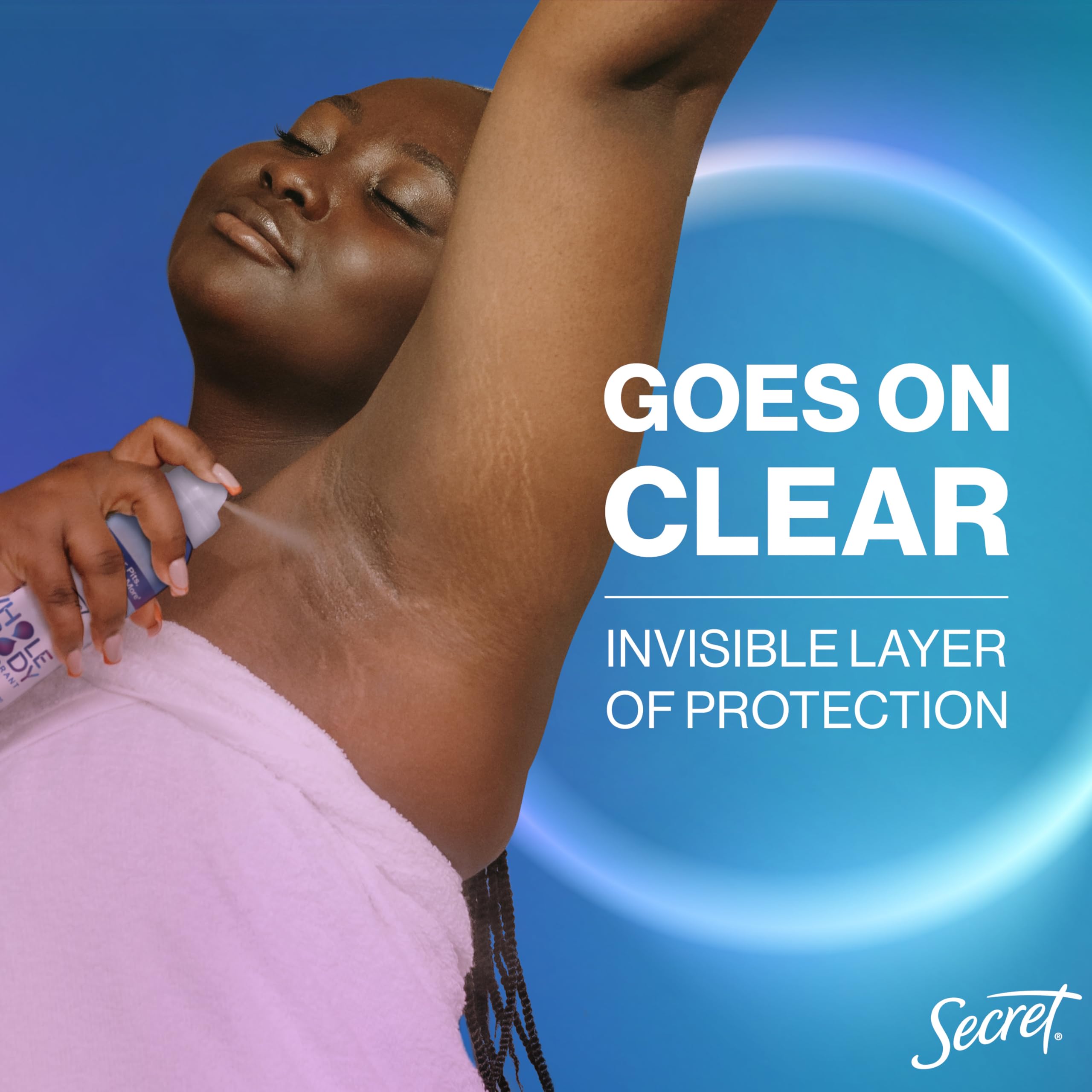 Secret peach-vanilla mist over skin emphasizes warm, naturally sweet scent