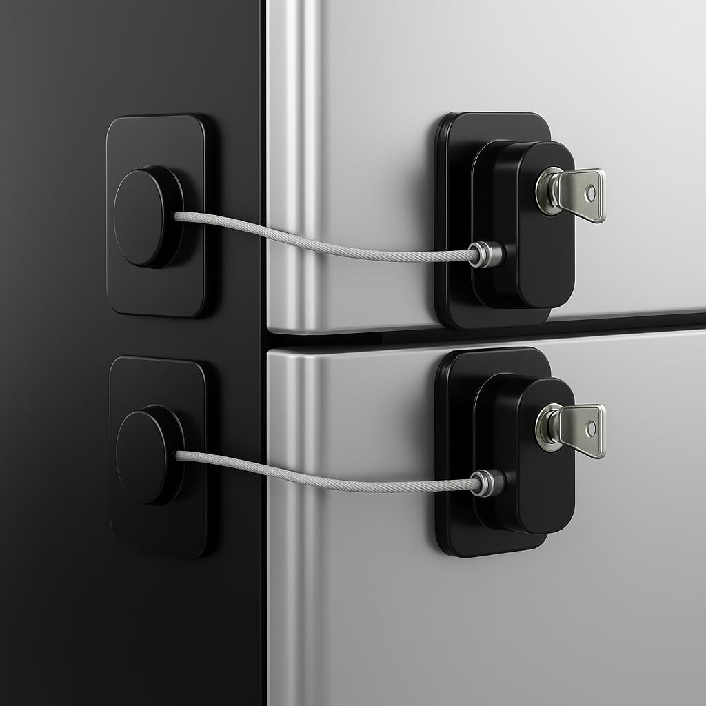 SECUIX fridge lock with 2 keys keeps kids out of snacks