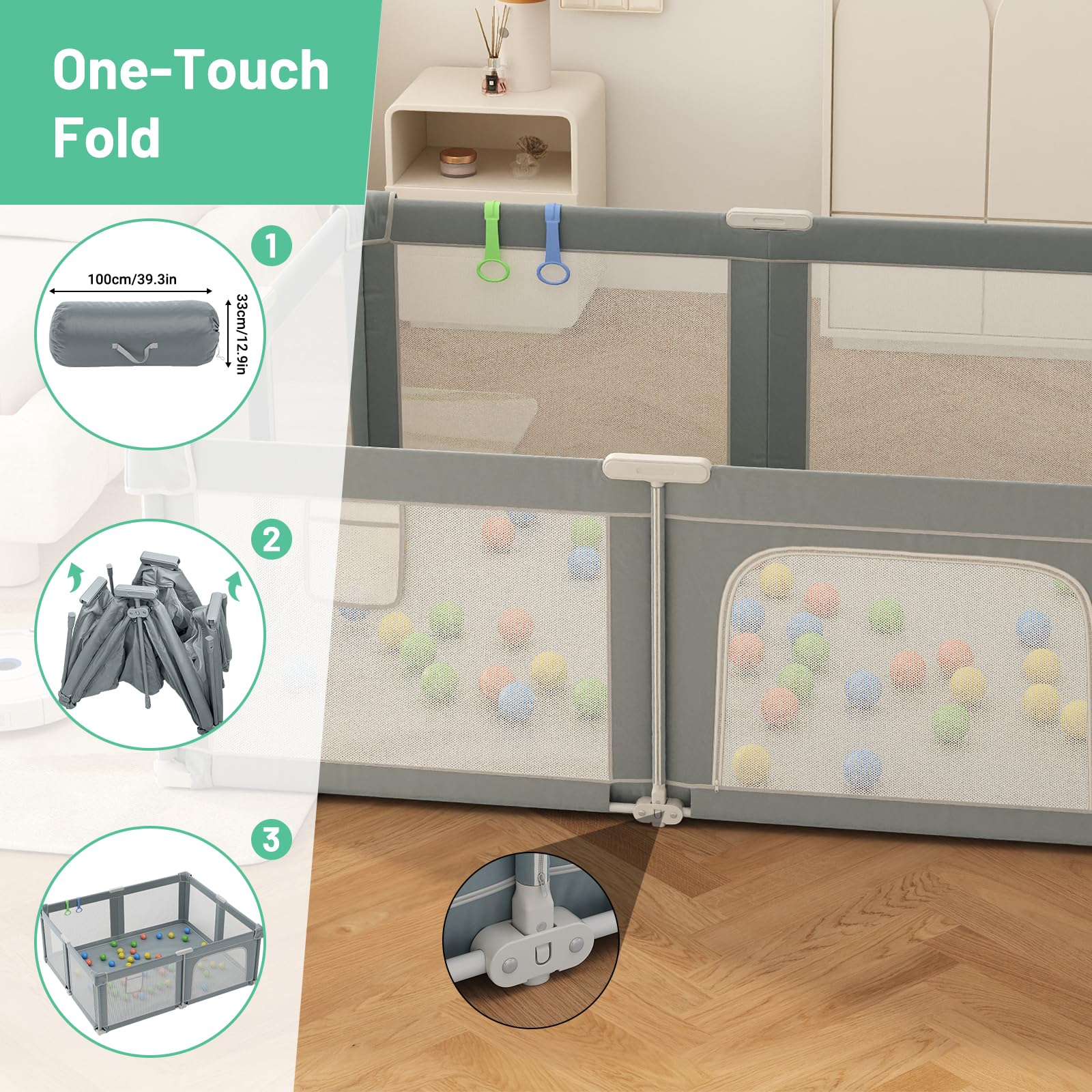 Seeday Baby Playpen with ocean balls for interactive playtime