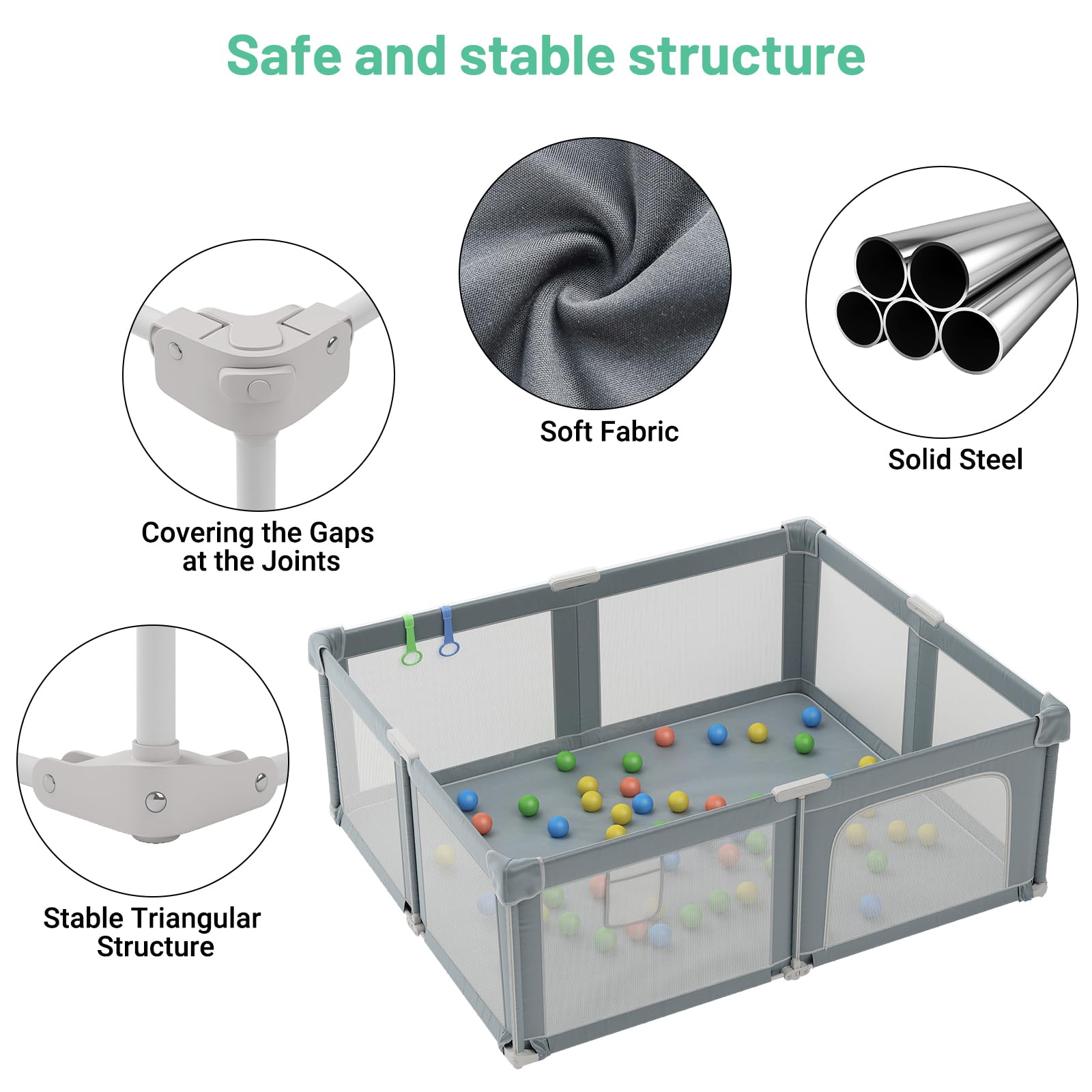 Seeday Playpen pull links in use inside the safe play area