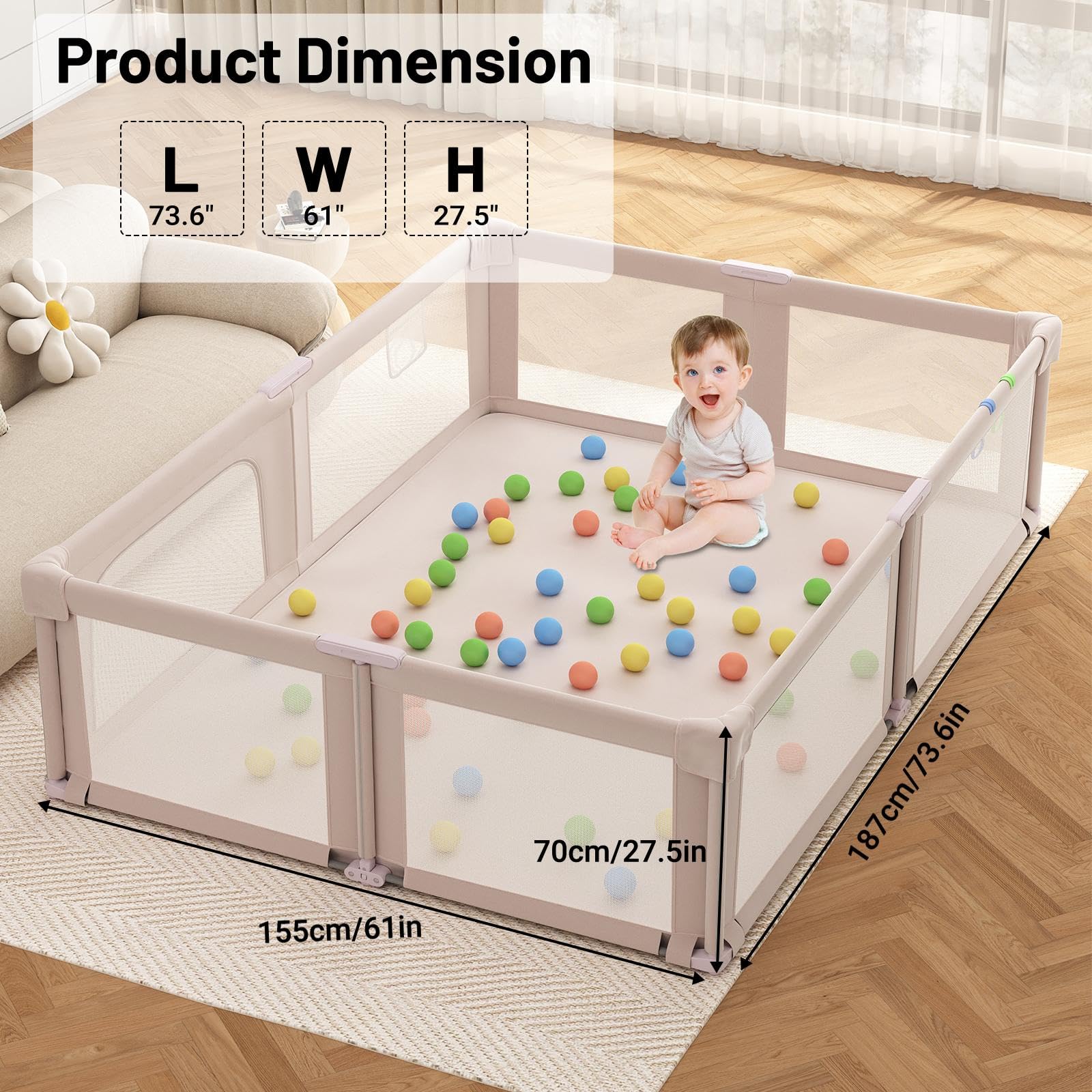 Seeday pink playmat cleanable surface supports comfy playtime.