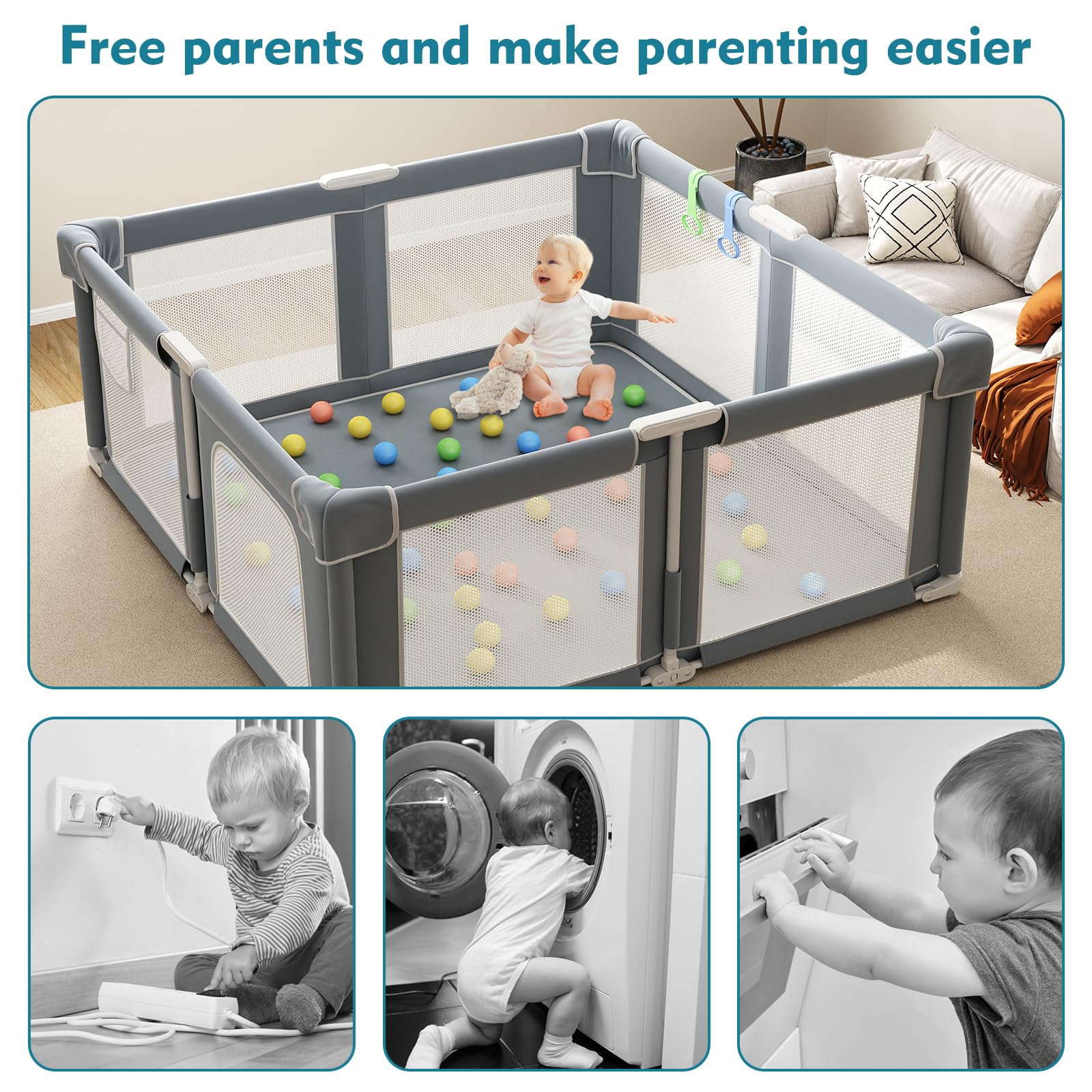 Seeday 51-inch interior offers ample space for supervised play sessions.