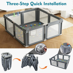 Seeday portable playpen demonstrates quick setup and compact carry bag for travel.