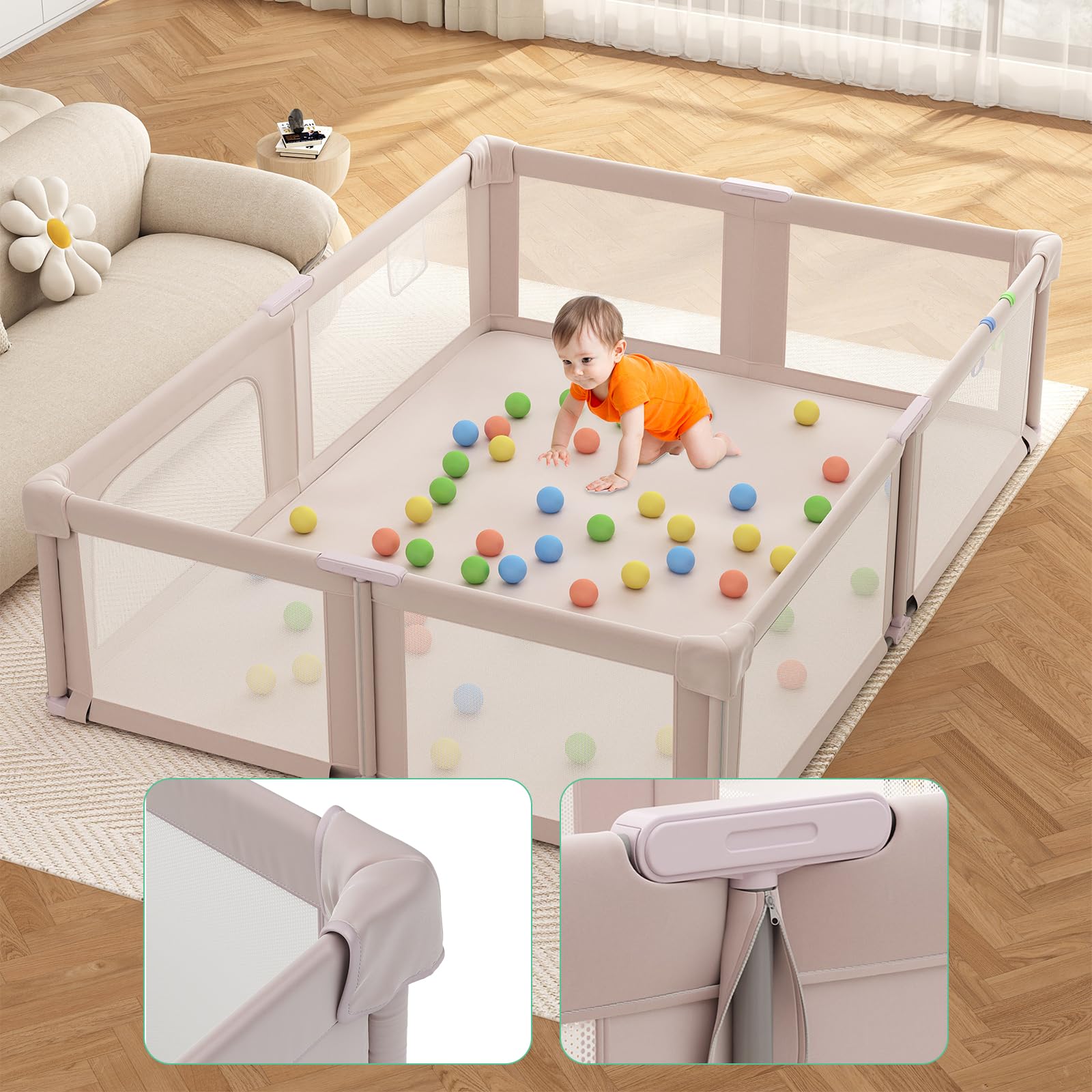 Seeday pull rings and toys encourage interactive, exploratory play.