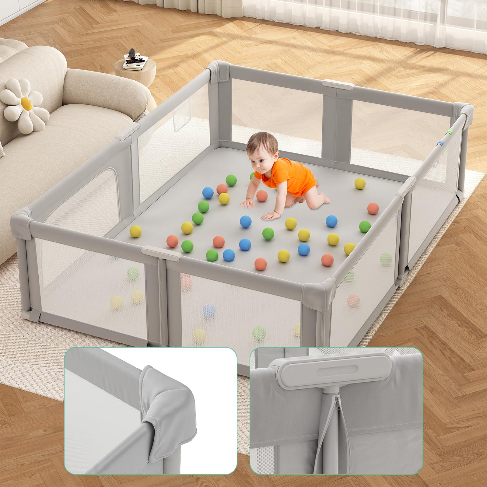 Seeday Soft protection mat cushions tiny knees and cleans easily.
