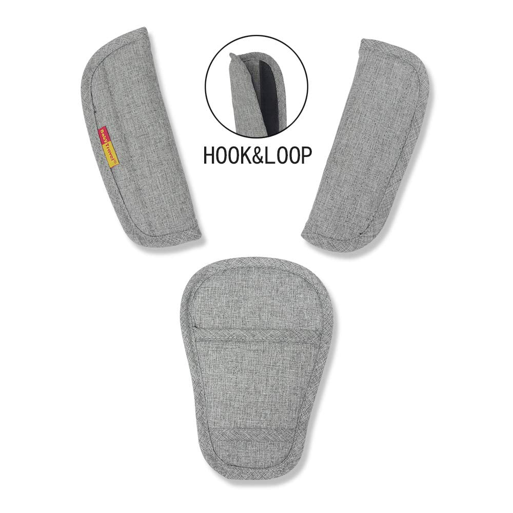 SeedFuture stroller strap covers in grey—soft protection to reduce friction during walks