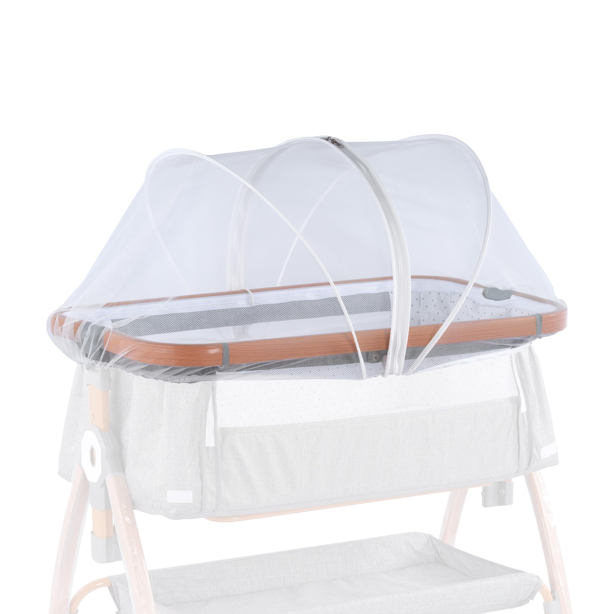 SeedFuture bassinet mosquito net cover with 2-way zipper protects baby from insects during naps