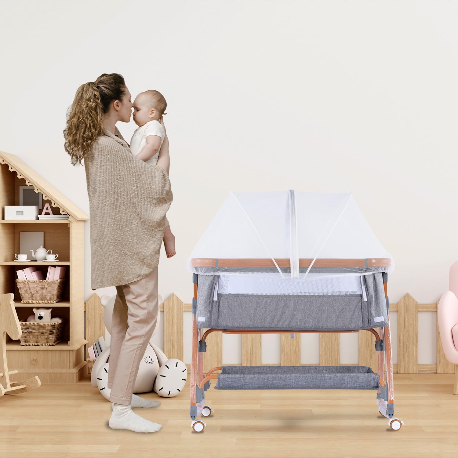 SeedFuture white bassinet net is detachable for easy storage and travel