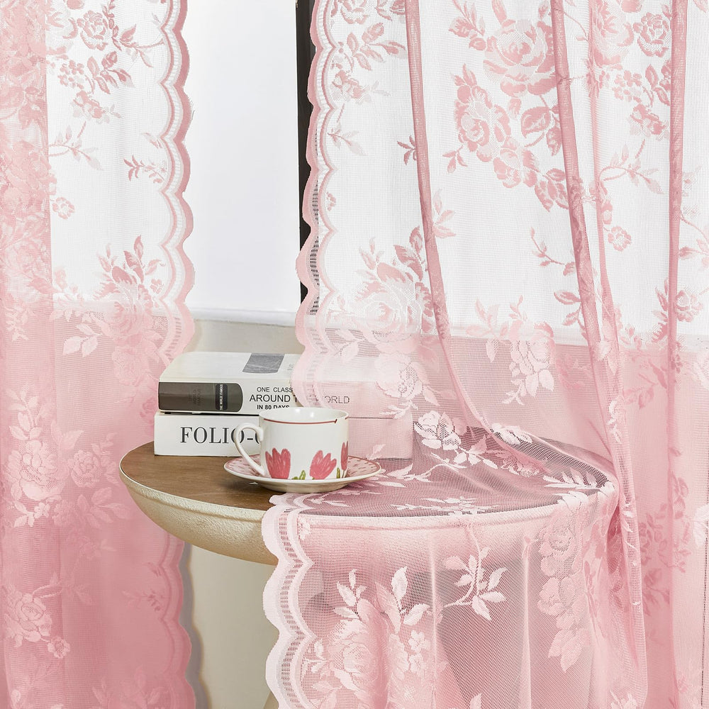 Window with SEEKRIGHT lace curtains creating a bright yet private space