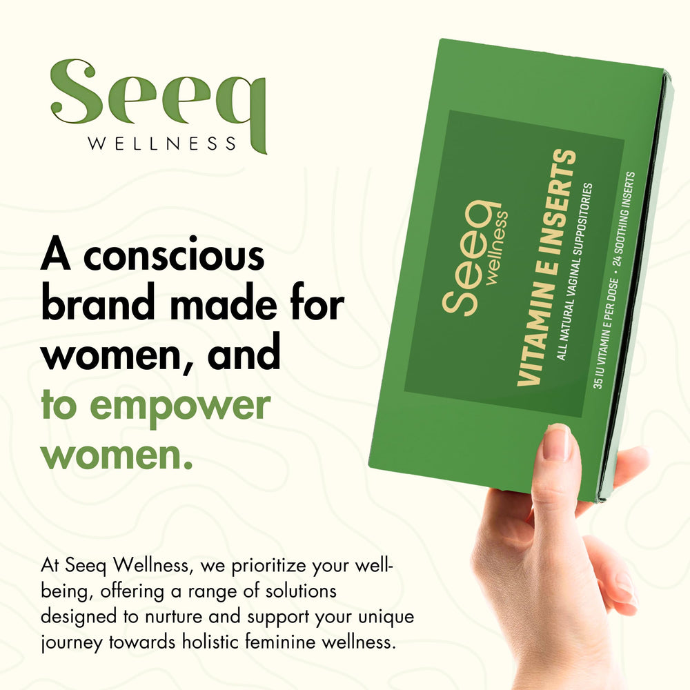 Seeq Wellness Vitamin E suppositories 24-count image emphasizes value.