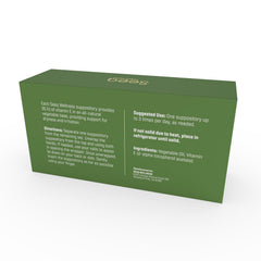 Seeq Wellness vitamin e suppositories box front communicates 24 count.
