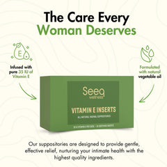 Seeq Wellness Vitamin E suppositories closeup shows smooth texture for insertion.