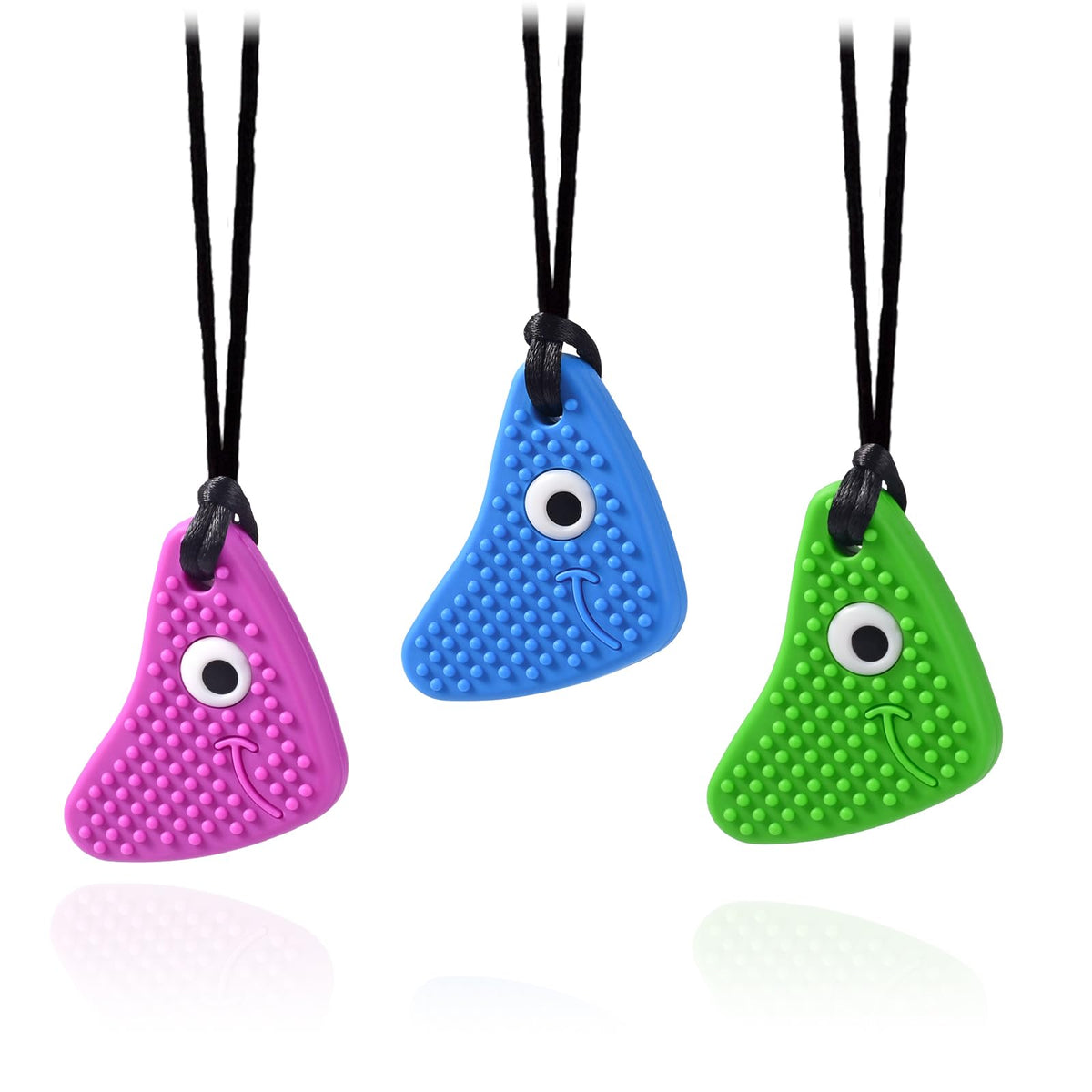 Seeway Chew Necklaces blue texture close-up for focused sensory play.
