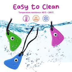 Seeway Chew Necklaces purple texture close-up supports calm focus.
