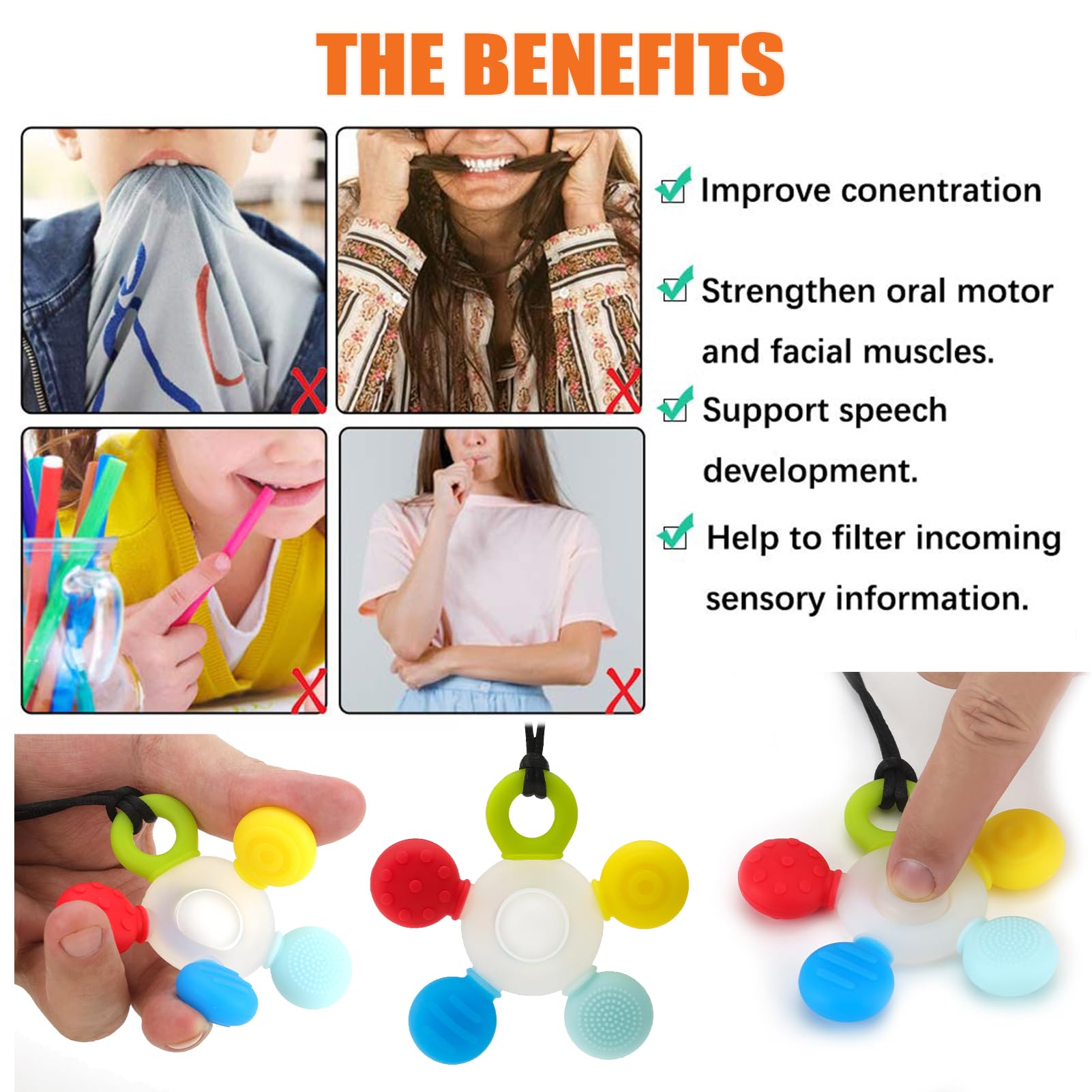 Seeway chewy necklace with adjustable cord for growing children