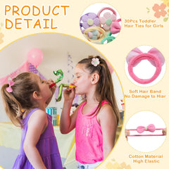 Seiolieliou 30P purple flower hair ties—soft, comfy hold for thick or thin hair