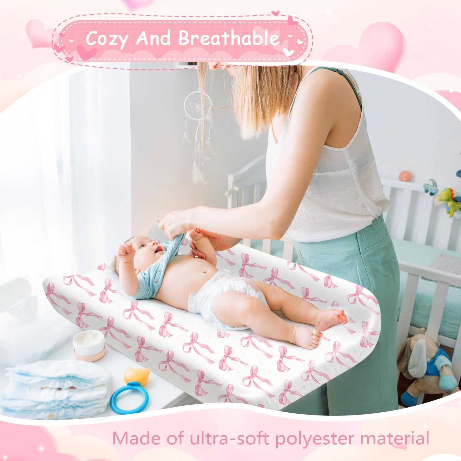 Sel Natural changing pad cover versatile for changing tables, dressers, daycare and travel.