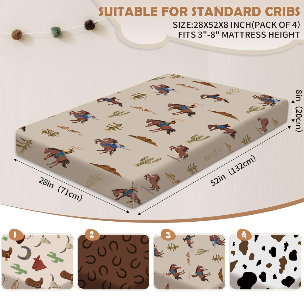 Sel Natural western crib sheets pattern 2 showcases soft fabric for peaceful naps.