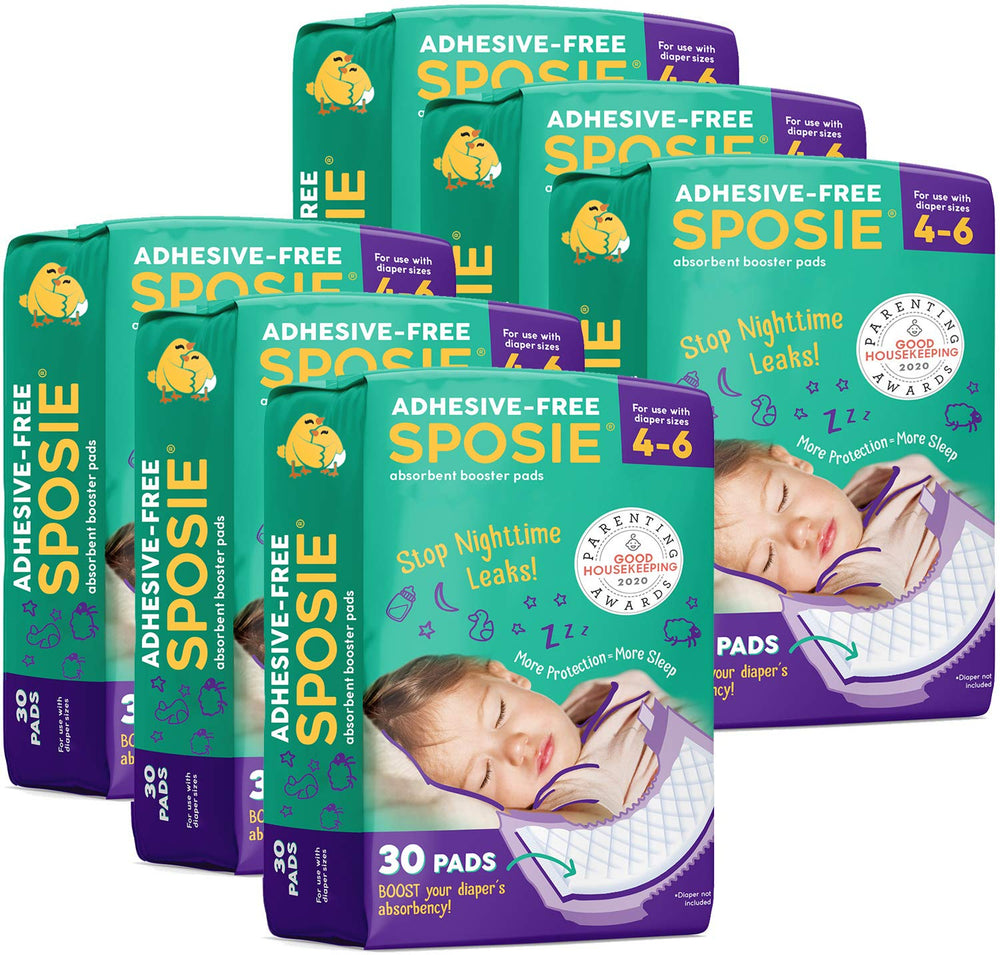 Select Kids Sposie booster pads 180-count pack shot showing soft overnight inserts