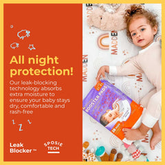 Select Kids Sposie booster pads in use inside a diaper for extended absorbency overnight