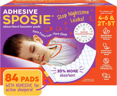 Select Kids Sposie overnight booster pad shown with secure adhesive for nighttime leak protection.