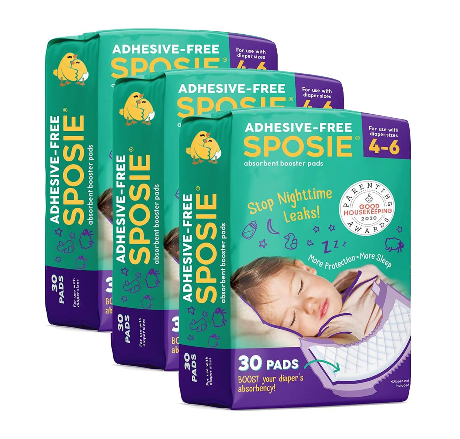 Select Kids Sposie overnight booster pads package for reliable night protection