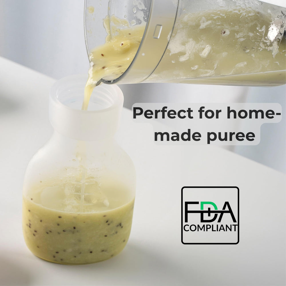 SELECTSHEN pouch shown for baby food and snacks, showcasing versatility.