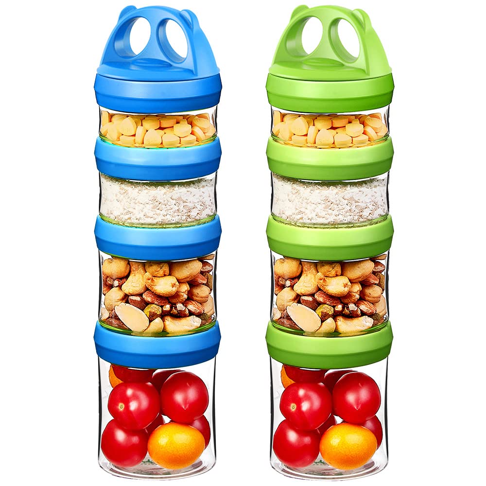 SELEWARE stackable blue container for on-the-go snacks and powders, airtight protection